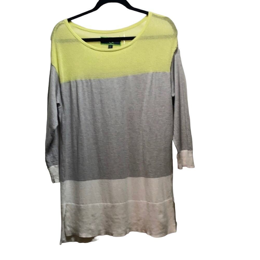 C. Wonder Womens Color Blocked 3/4 Length Sleeve Lightweight Sweater Tunic Sz L